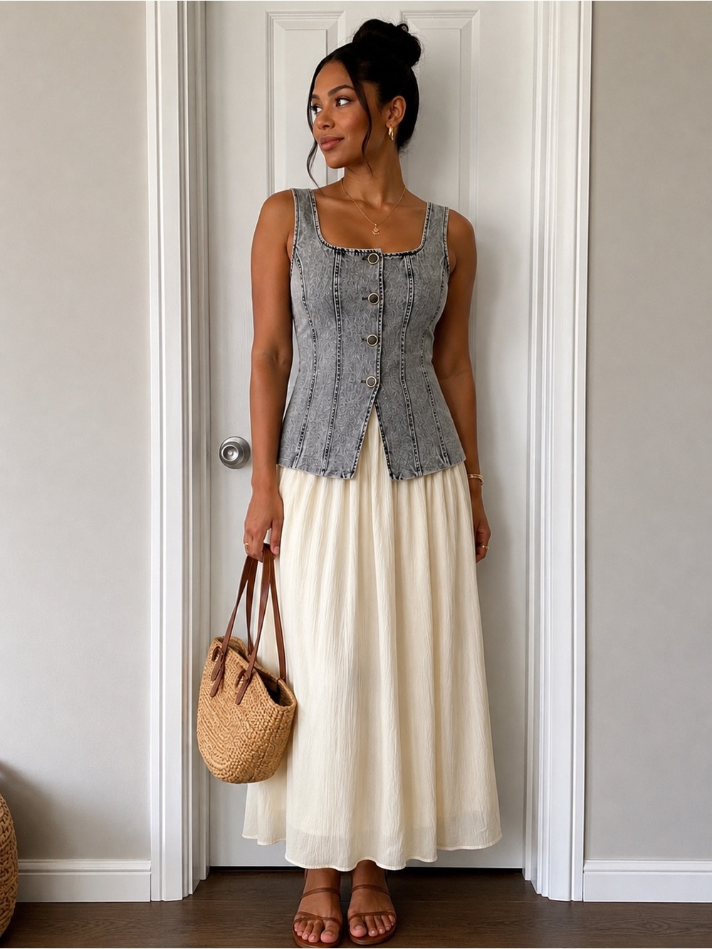 MOON RIVER NWOT Denim Two Piece Dress
